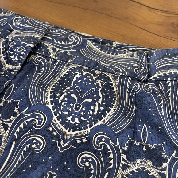 Talbots Heritage Cropped Ankle Pants Blue Floral Paisley Womens 16W - Picture 8 of 8